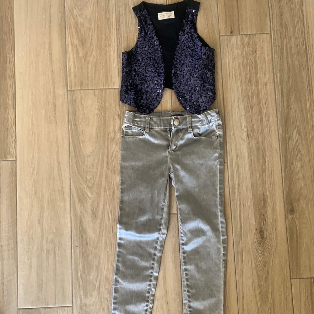 Catimini Pants and IKKS sequin jacket mix and match